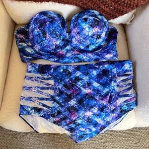 Galaxy Print Two-piece Suit